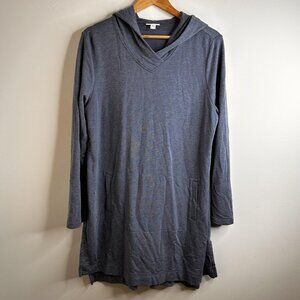 J Jill Pure Jill Hoodie Dress Sz Large Blue Luxe Tencel Stretchy Chore Comfy
